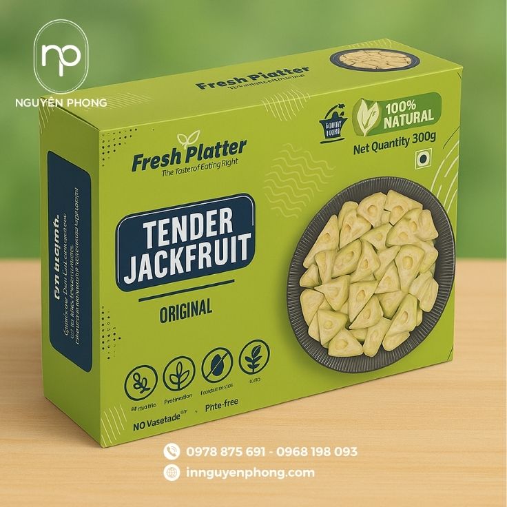 Mẫu hộp đựng mít sấy phong cách tối giản